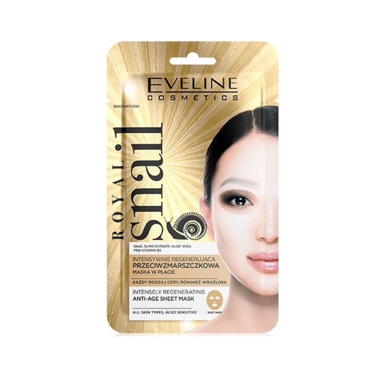 Eveline, Royal Snail Intensely Regenerating Anti-Age Sheet Mask, intensywnie regenerująca przeciwzmarszczkowa maska w płachcie do twarzy