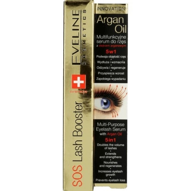 Eveline, SOS Lash Booster With Argan Oil 5in1, serum do rzęs, 10 ml
