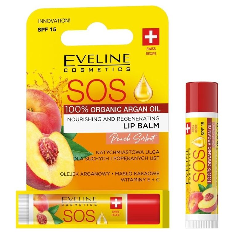 Eveline, Sos Lip Balm, balsam do ust odżywczo-regenerujący, peach sorbet