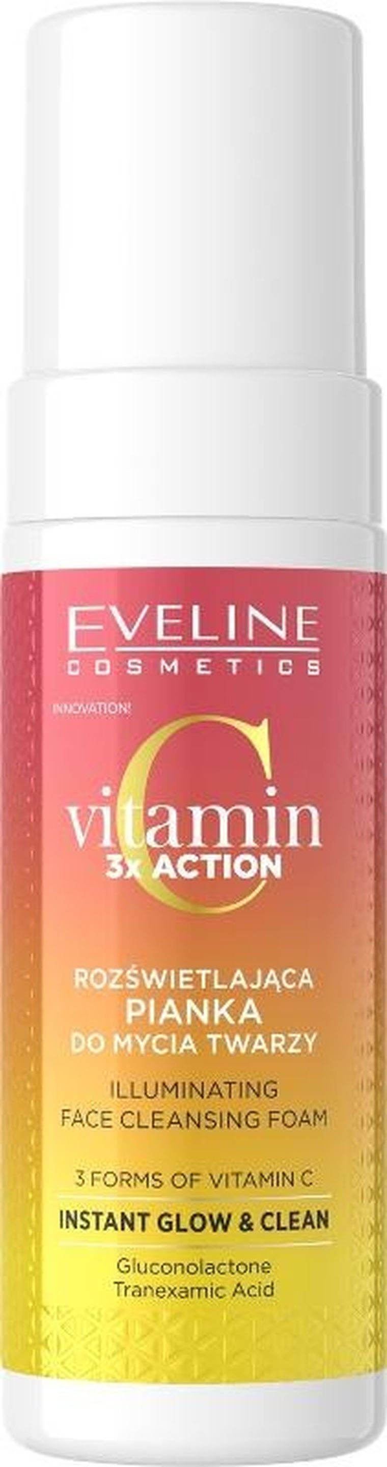Eveline, Vitamin c 3xaction, rozświetlająca pianka do mycia twarzy, 150 ml