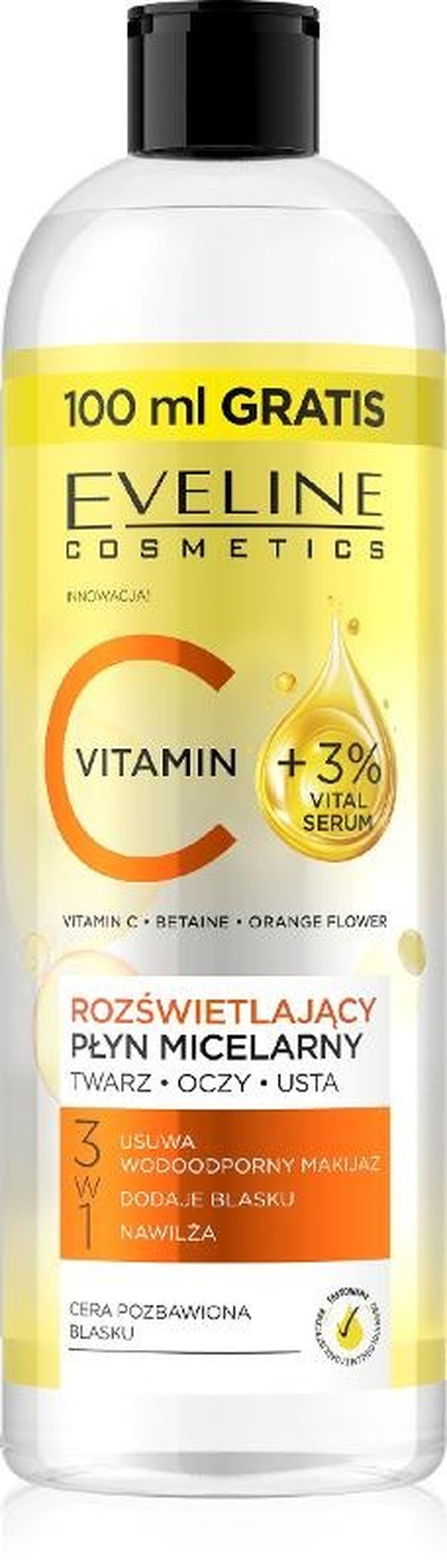Eveline, Vitamin C, rozświetlający płyn micelarny 3w1, 500 ml