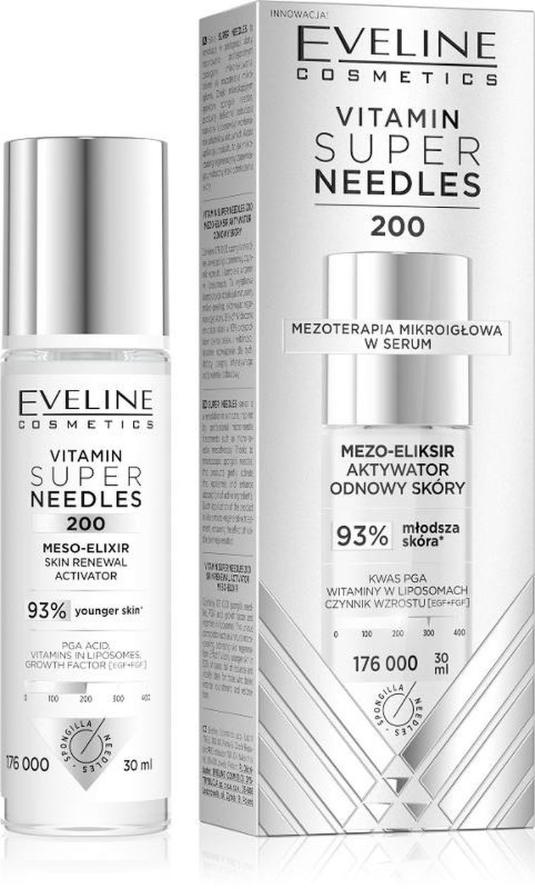 Eveline, vitamin super needles 200, mezo-eliksir aktywator odnowy skóry, 30 ml