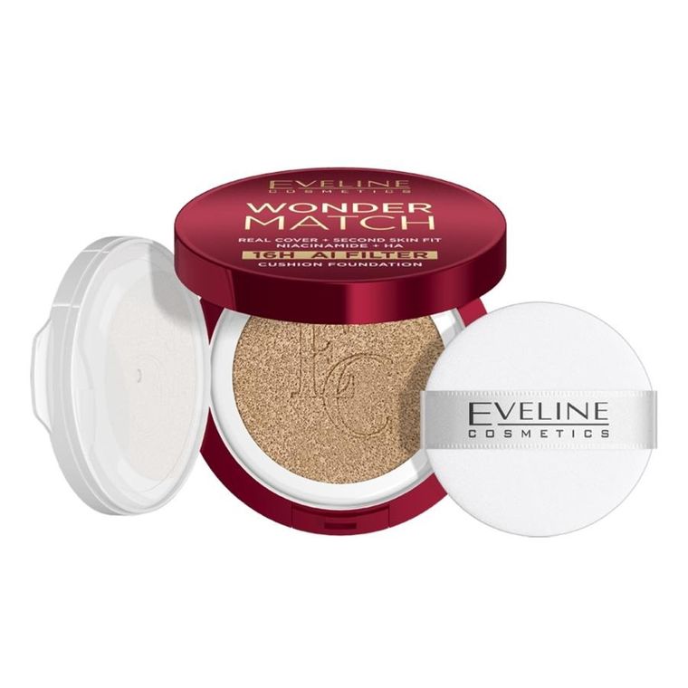 Eveline, Wonder Match, kryjący podkład cushion z niacynamidem i kwasem hialuronowym, 02W Vanilla, 15g