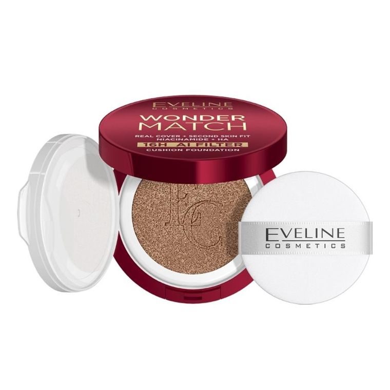 Eveline, Wonder Match, kryjący podkład cushion z niacynamidem i kwasem hialuronowym, 04W Beige, 15g