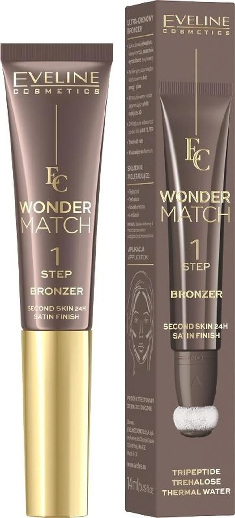 Eveline, Wonder Match, ultrakremowy bronzer w tubce z aplikatorem, nr 01, 14 ml