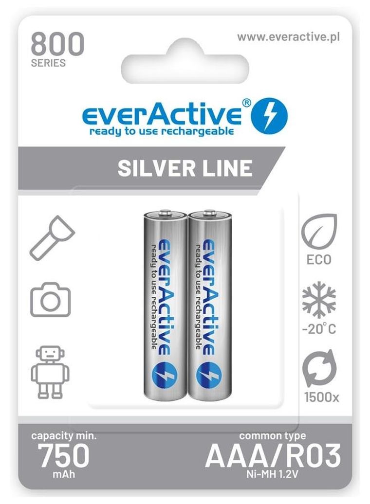 EverActive, akumulatorki AAA 800mAh, 2 szt.