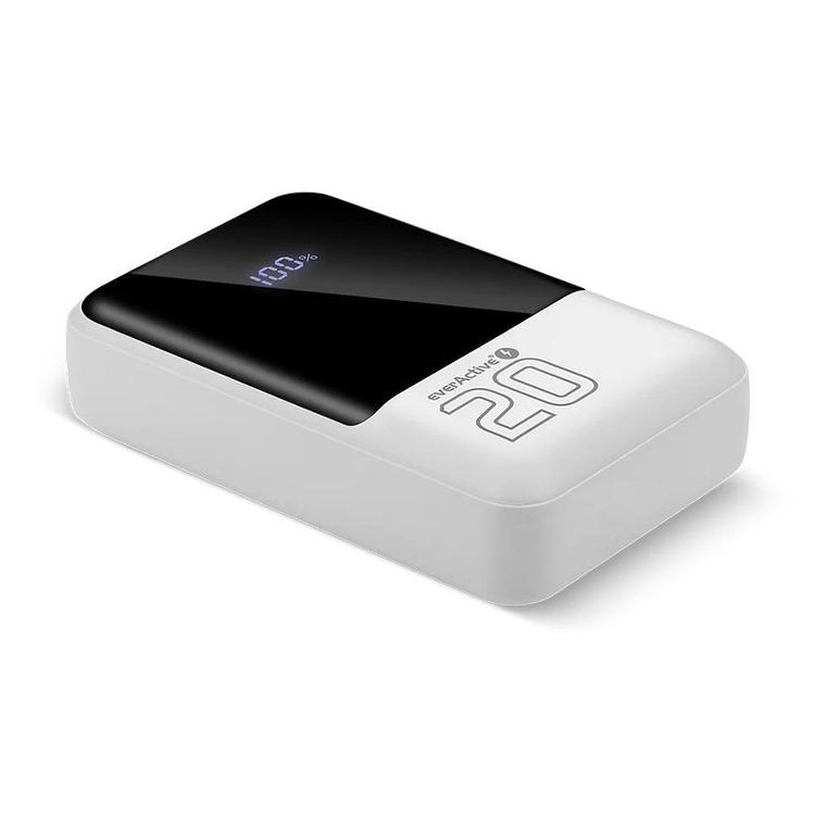 Everactive, powerbank, 20000mAh, 2xUSB, 1xUSB-C 22,5W, QC4+, wyświetlacz LCD, biały, EB-20Q