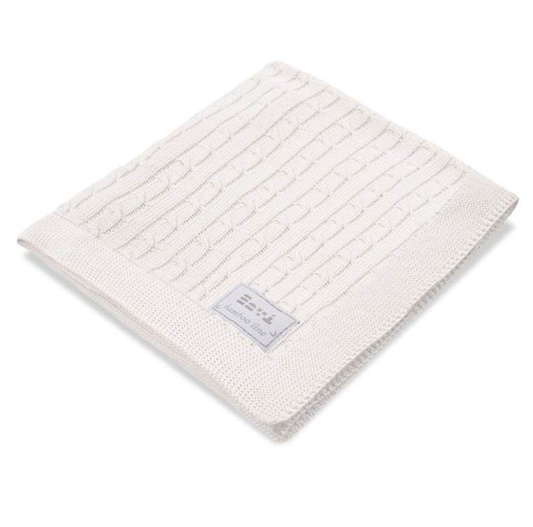 Ewa Klucze Eevi, Warkocz, koc bambusowy, ecru, 100-75 cm