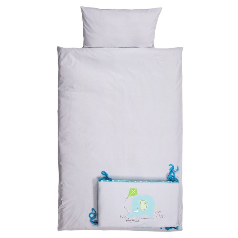 Ewa Klucze Eevi, Zwierzaki, Słoń, 3-częściowy komplet pościeli, 100-135 cm