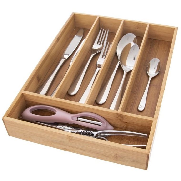 Excellent Houseware, bambusowy organizer na sztućce