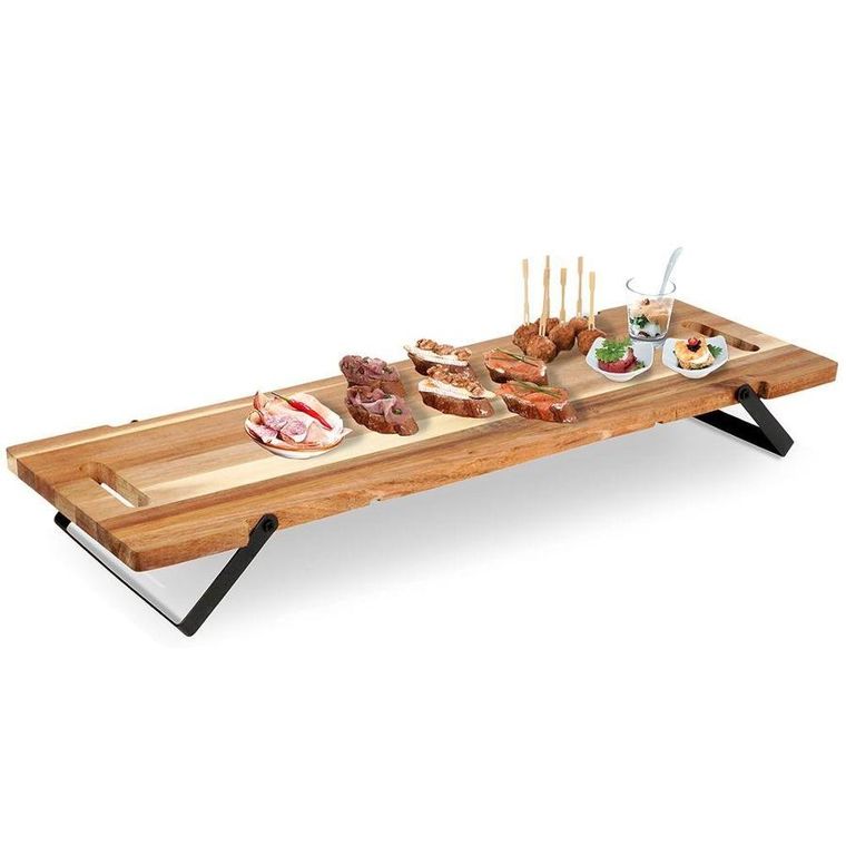 Excellent Houseware, drewniana deska do serwowania, na składanych nóżkach, 67.5-19,3-7.5 cm