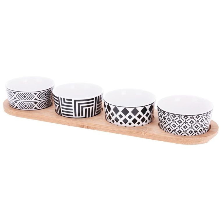 Excellent Houseware, kokilka porcelanowa, 4 szt. na podstawce