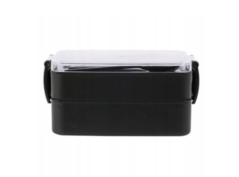 Excellent Houseware, lunchbox, dwukomorowy, antracytowy, 18-10-8,5 cm
