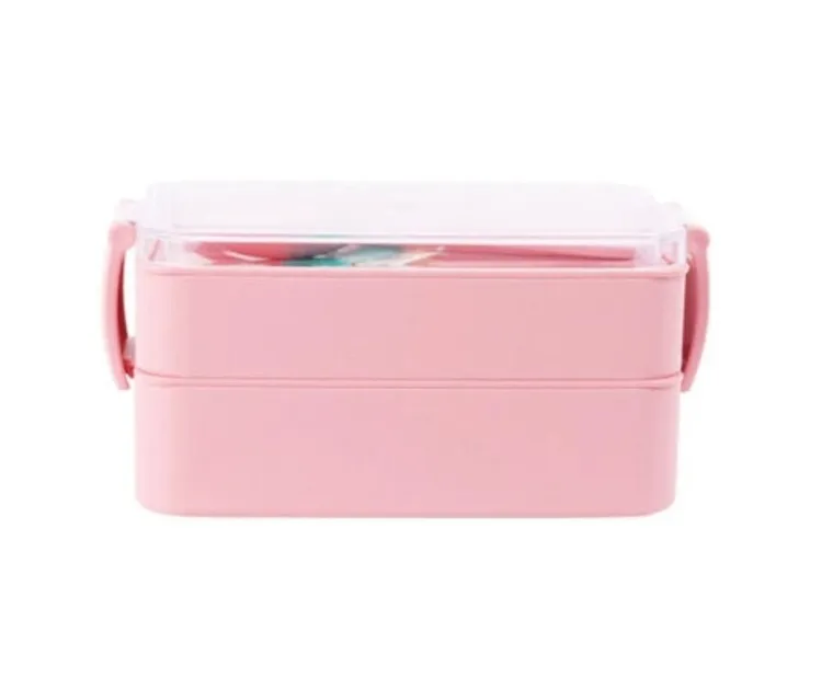 Excellent Houseware, lunchbox, dwukomorowy, różowy, 18-10-8,5 cm