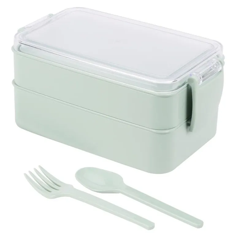 Excellent Houseware, lunchbox, dwukomorowy, zielony, 18-10-8.5 cm
