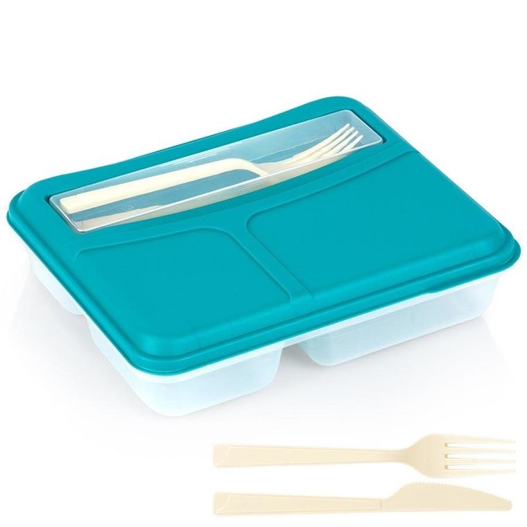 Excellent Houseware, lunchbox dzielony ze sztućcami, 1.3 l