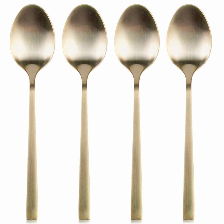 Excellent Houseware, łyżeczki do herbaty, stalowe, złote, 4 szt.