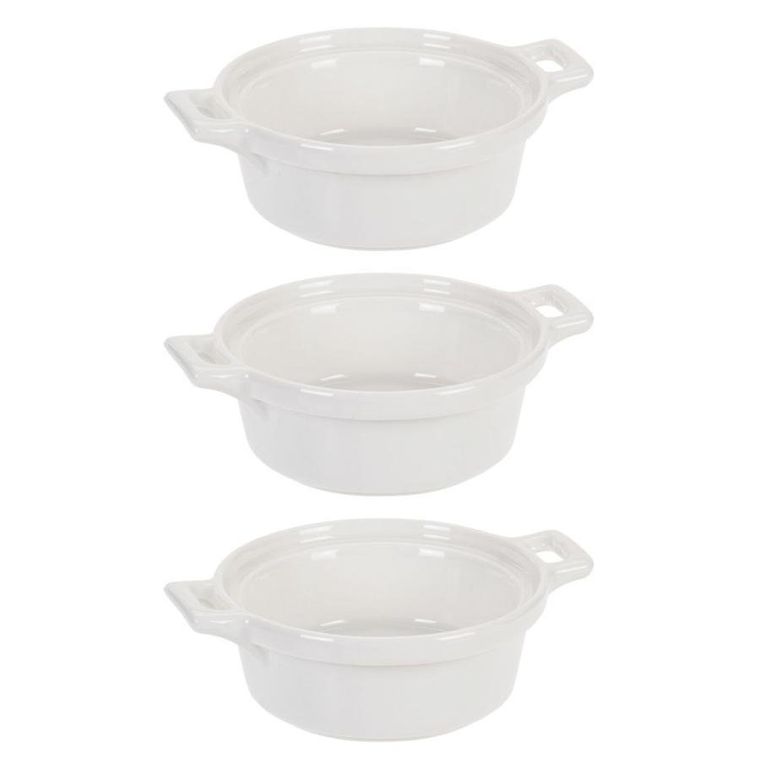 Excellent Houseware, miseczki do zapiekania, porcelanowe okrągłe, 3 szt., 130 ml