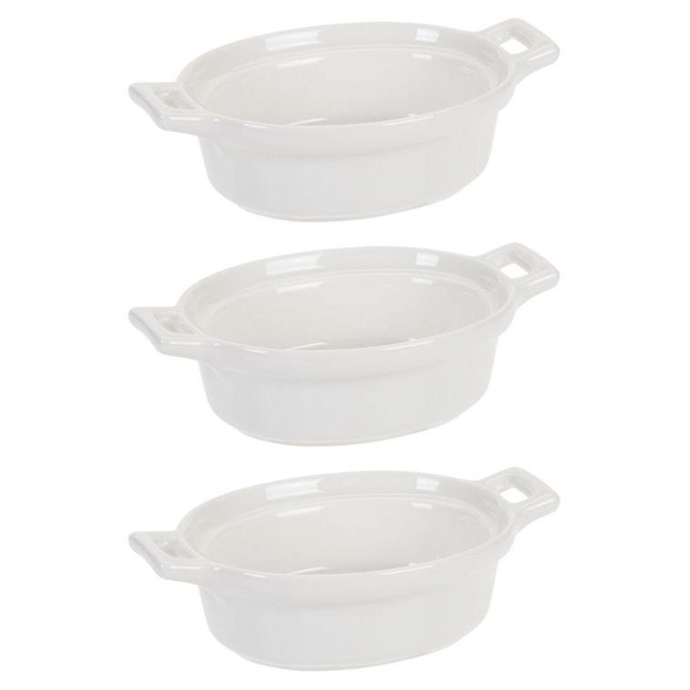 Excellent Houseware, miseczki do zapiekania porcelanowe owalne, 3 szt., 120 ml