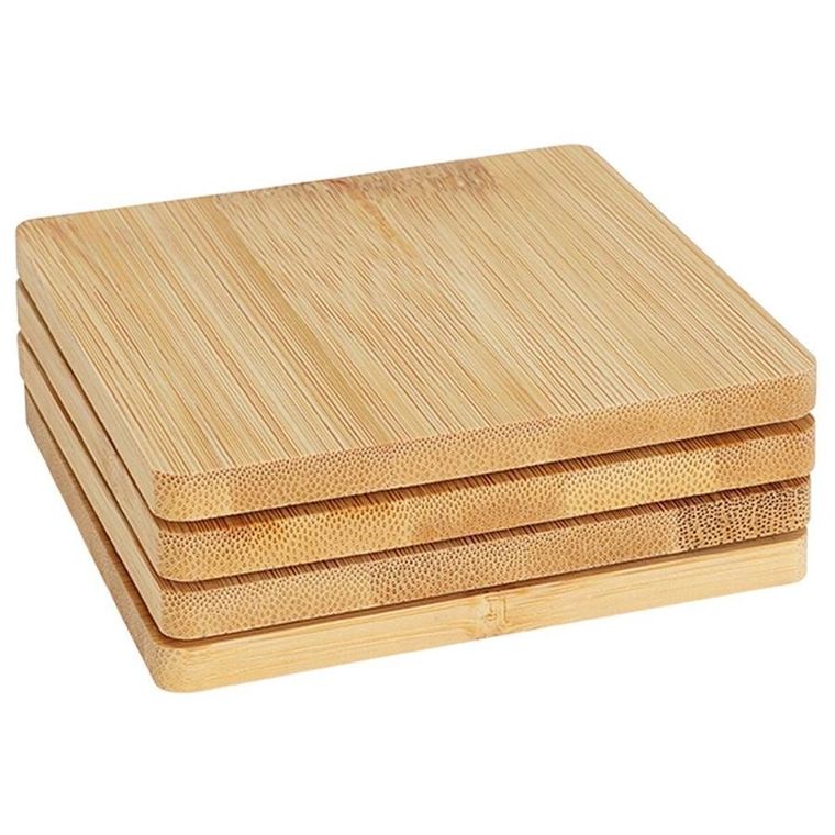 Excellent Houseware, podstawki pod kubek, drewniane kwadratowe, 4 szt.