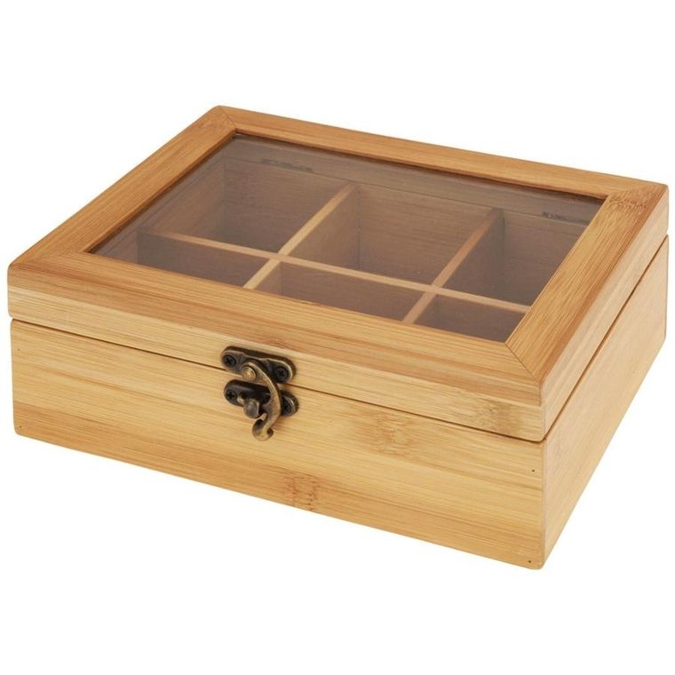 Excellent Houseware, pojemnik na herbatę, drewniany, 21-16-7,5 cm