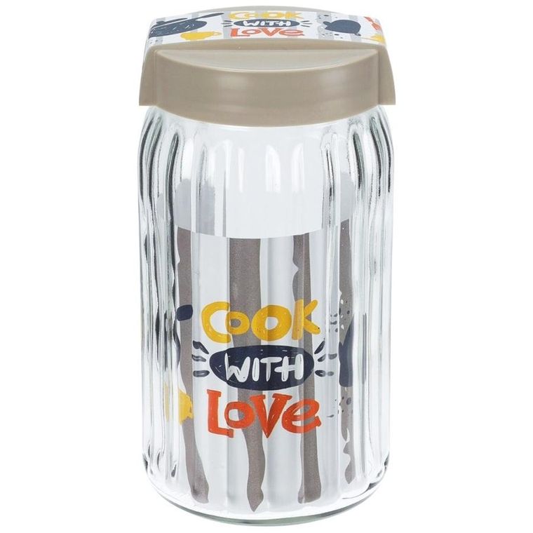 Excellent Houseware, pojemnik na produkty sypkie, szklany, 1,6 l