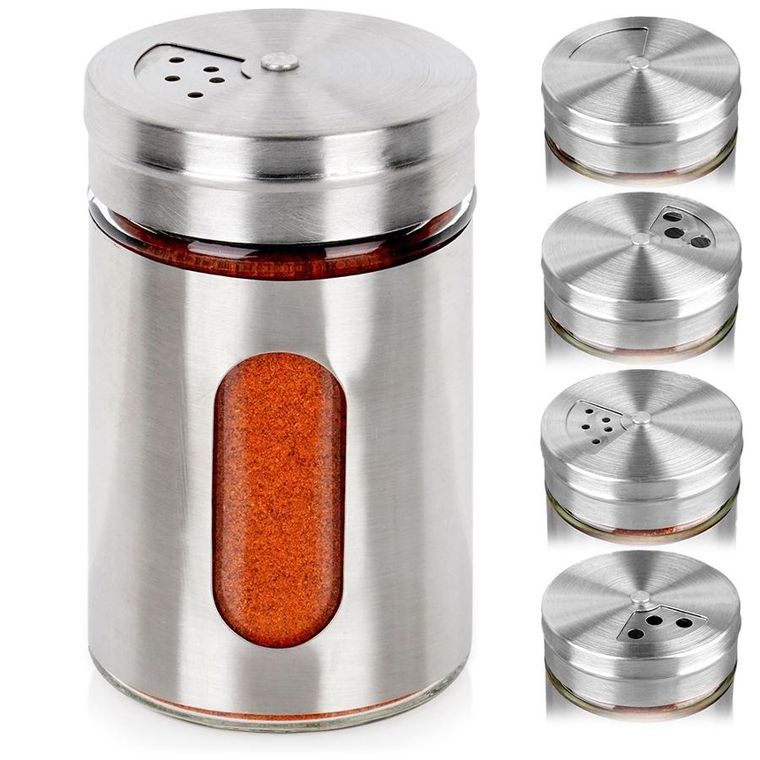 Excellent Houseware, pojemnik na przyprawy z sitkiem, szklany, 100 ml