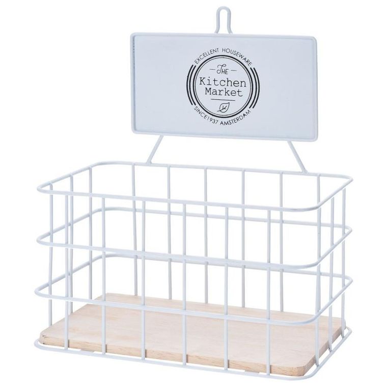 Excellent Houseware, półka kuchenna, metalowa biała, 21-12.5-24 cm