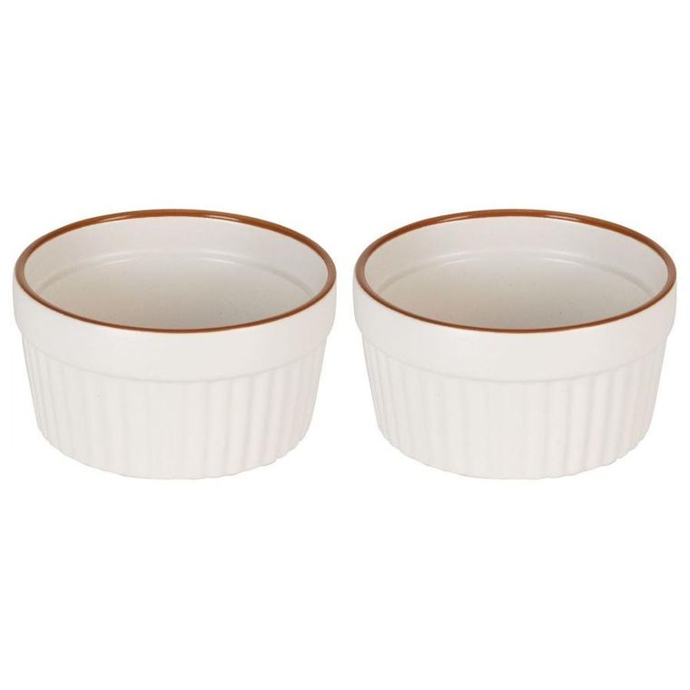 Excellent Houseware, porcelanowe miseczki do zapiekania, białe, 2 szt., 170 ml