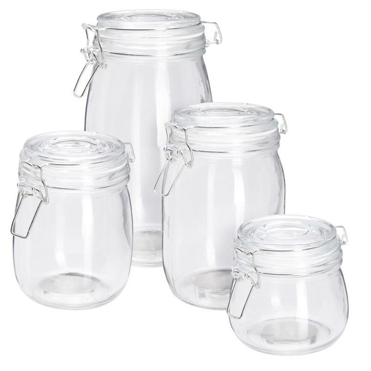 Excellent Houseware, Reso, szklane słoiki z klipsem, 4 szt.