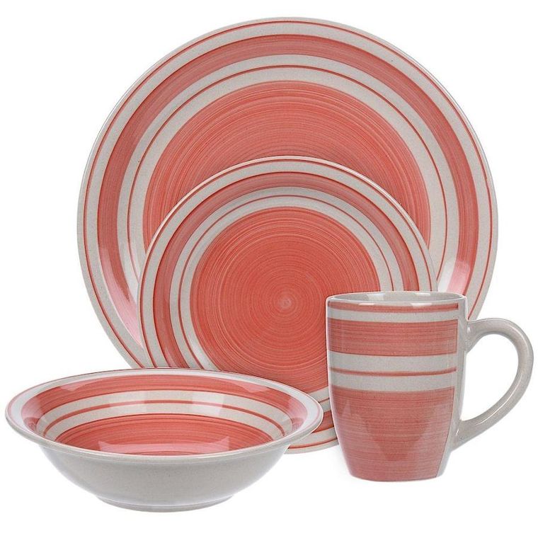 Excellent Houseware, serwis obiadowy, 16 elementów, czerwony