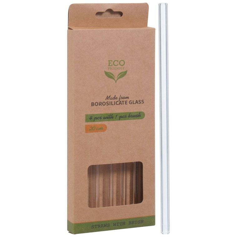 Excellent Houseware, słomki wielorazowe ze szkła, 5 szt.