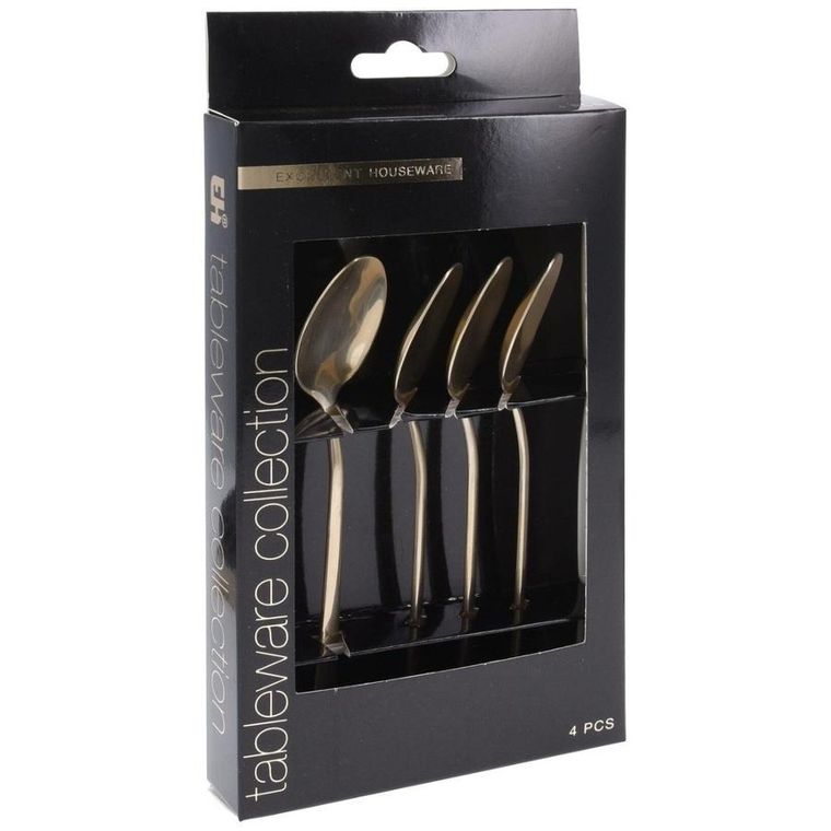 Excellent Houseware, stalowe łyżeczki do herbaty, złote 4 szt.