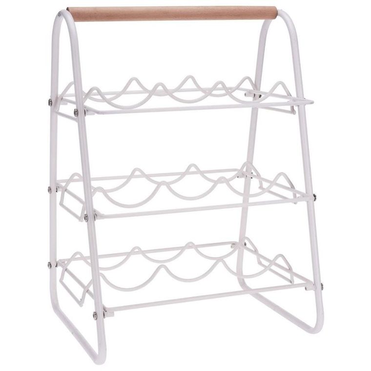 Excellent Houseware, stojak na wino, metalowy biały, 9 butelek, 33-29-46 cm