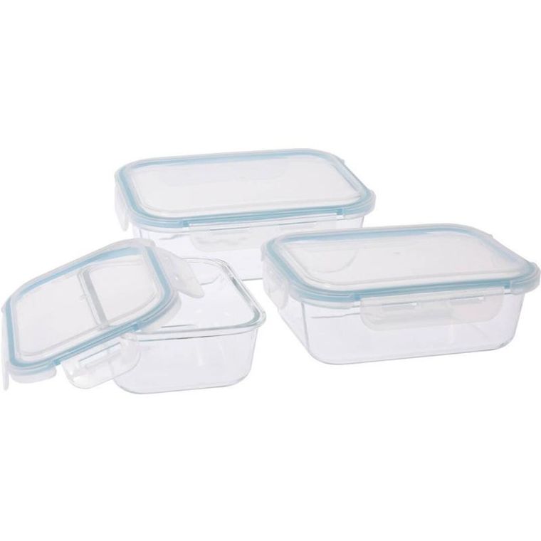 Excellent Houseware, szklane pojemniki na żywność z pokrywkami, 3 szt.