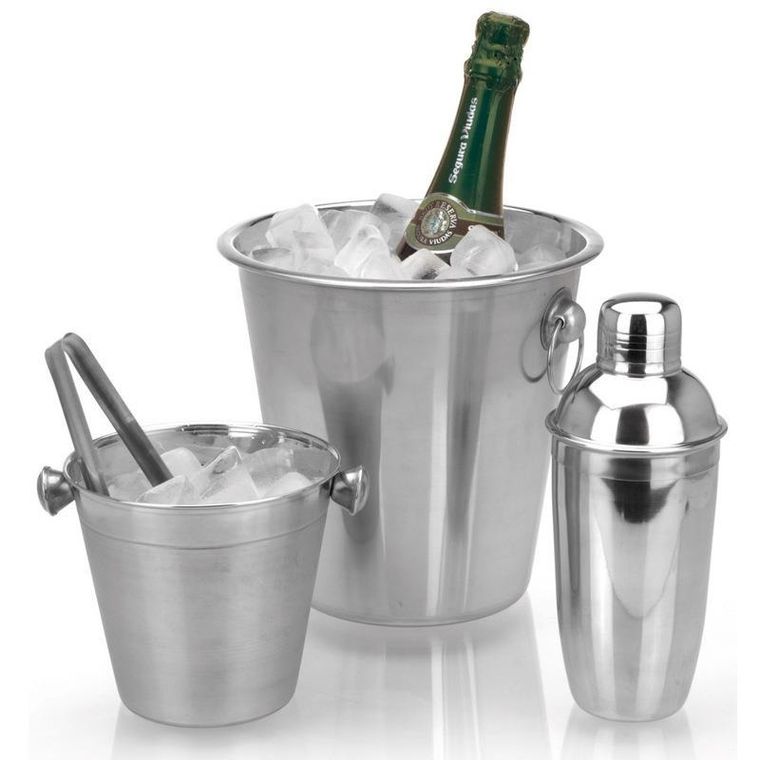 Excellent Houseware, wiaderko do lodu, shaker, szczypce, zestaw