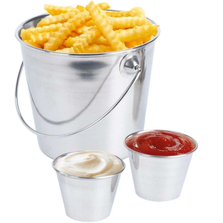 Excellent Houseware, wiaderko na frytki + 2x miseczka na sosy