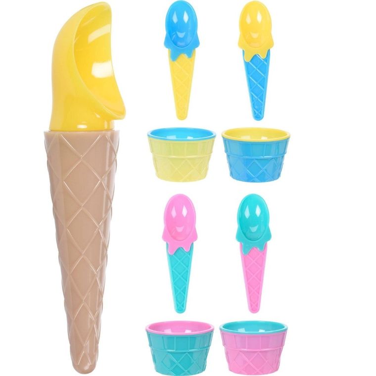 Excellent Houseware, zestaw do serwowania lodów dla 4 osób, kolorowy