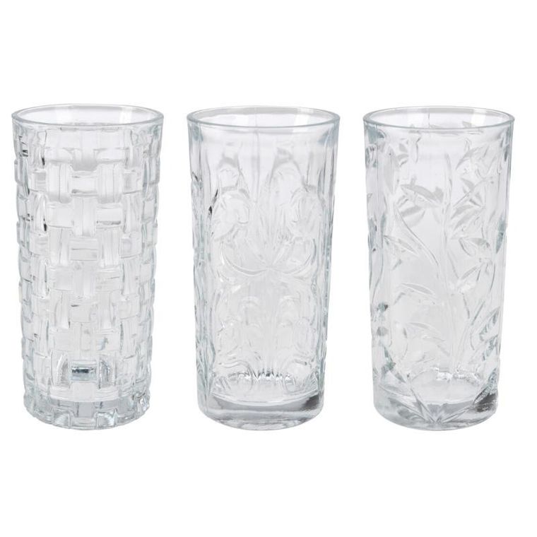 Excellent Houseware, zestaw szklanek we wzory, 380 ml, 3 szt.