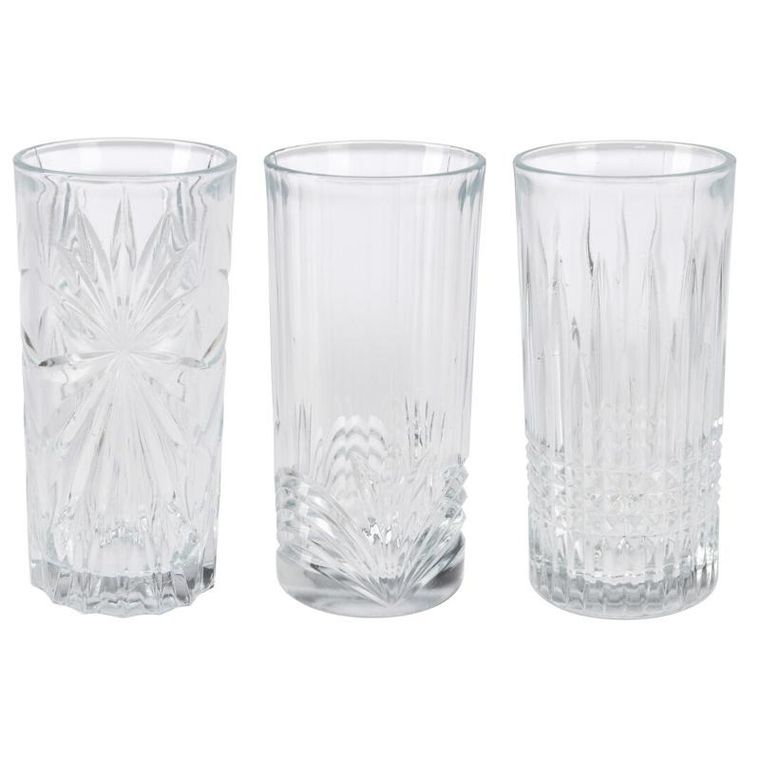 Excellent Houseware, zestaw szklanek we wzory, 380 ml, 3 szt.
