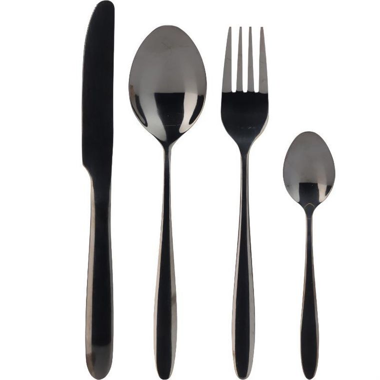 Excellent Houseware, zestaw sztućców dla 6 osób, czarny