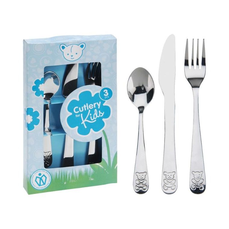 Excellent Houseware, zestaw sztućców dla dziecka, niebieski, 3 elementy