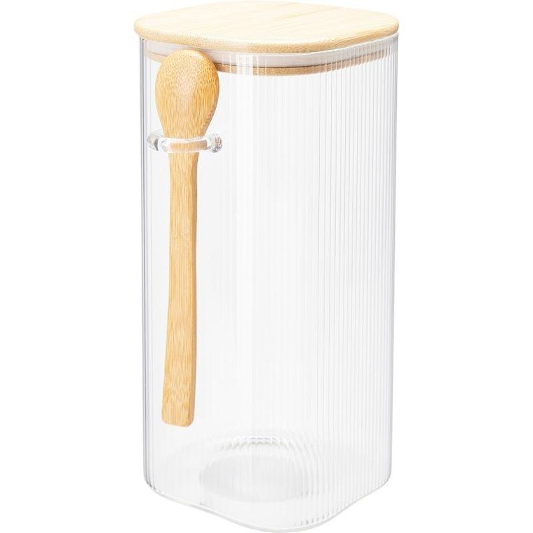Excellent Houseware, Zuni, pojemniki szklane z pokrywkami, ryflowane szkło