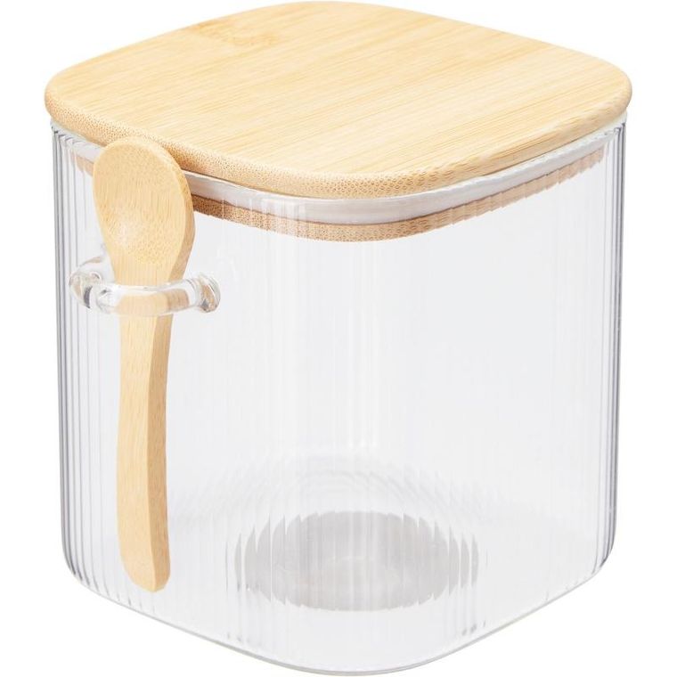 Excellent Houseware, Zuni, pojemniki szklane z pokrywkami, ryflowane szkło