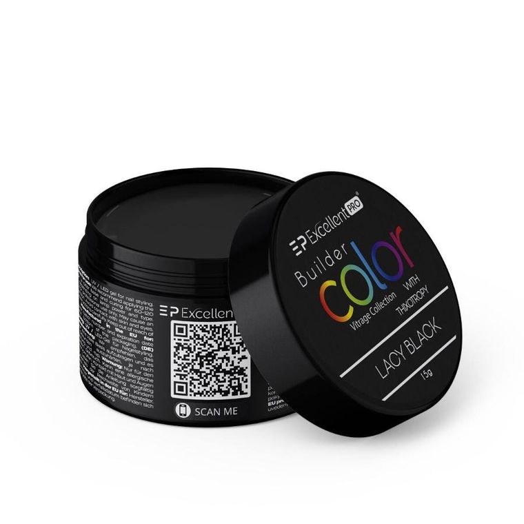 Excellent PRO, Builder Color With Thixotropy, żel budujący, Lacy Black, 15g