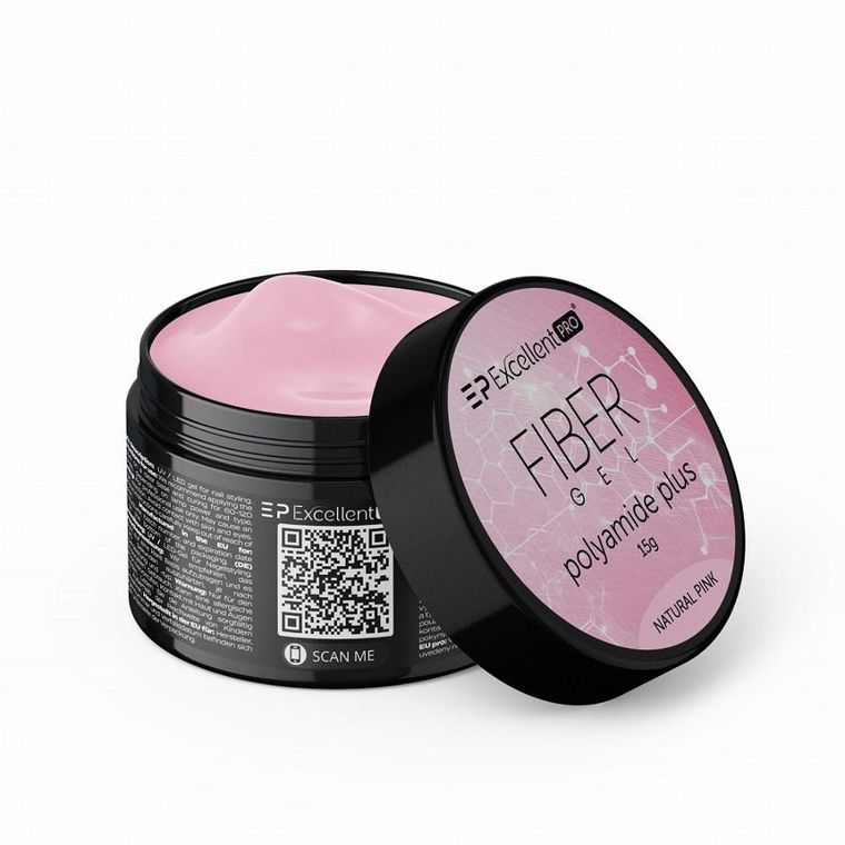 Excellent PRO, Fiber Gel Polyamide Plus, żel budujący, Natural Pink, 15g