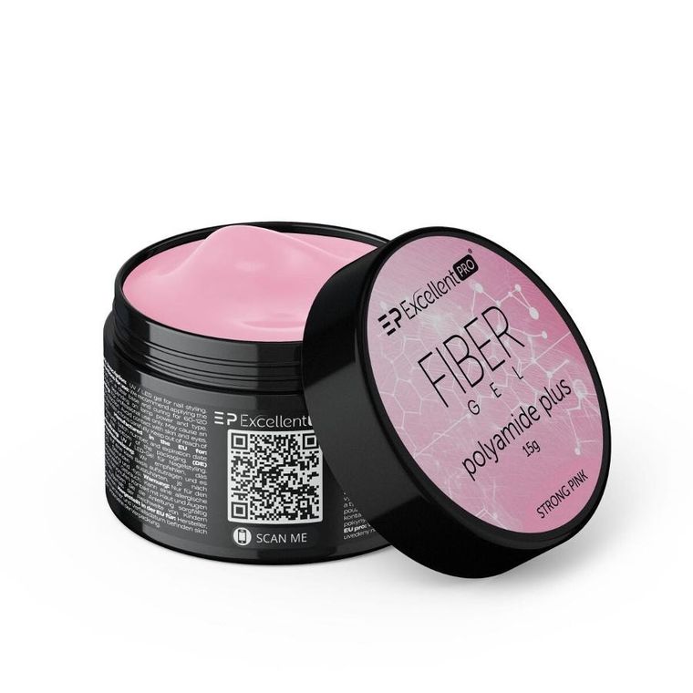 Excellent PRO, Fiber Gel Polyamide Plus, żel budujący, Strong Pink, 15g