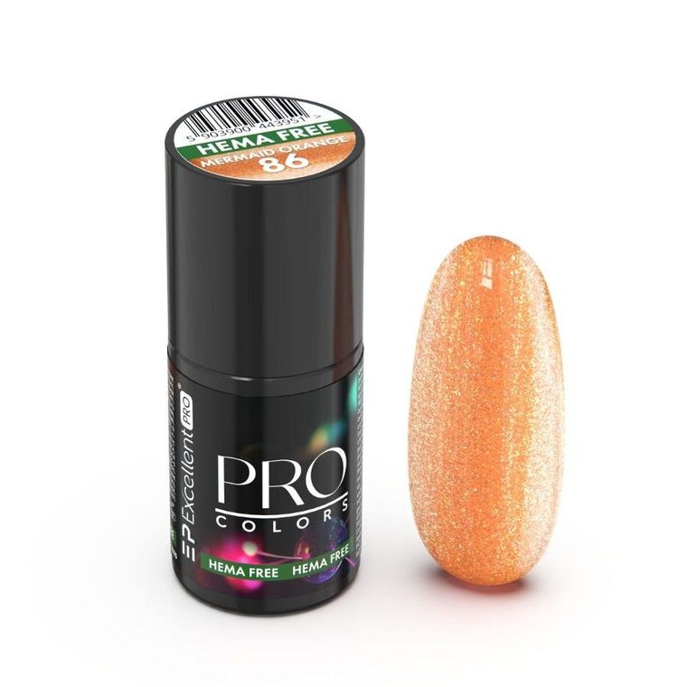 Excellent PRO, Pro Colors Hema Free lakier hybrydowy 86 Mermaid Orange 7g