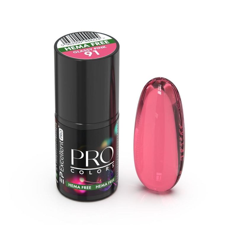 Excellent PRO, Pro Colors Hema Free lakier hybrydowy 91 Glassy Pink 7g