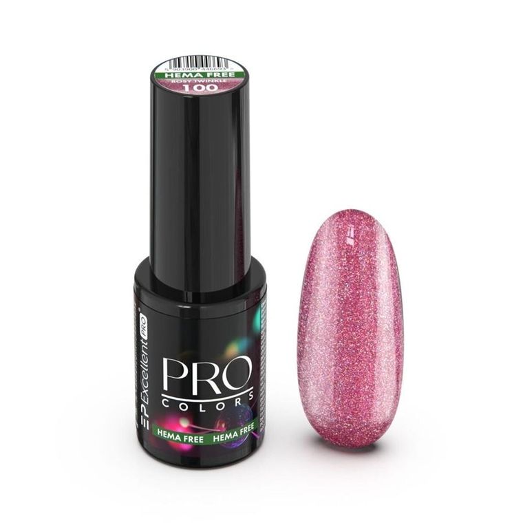 Excellent PRO, Pro Colors Hema Free, lakier hybrydowy, nr 100 Rosy Twinkle, 7g